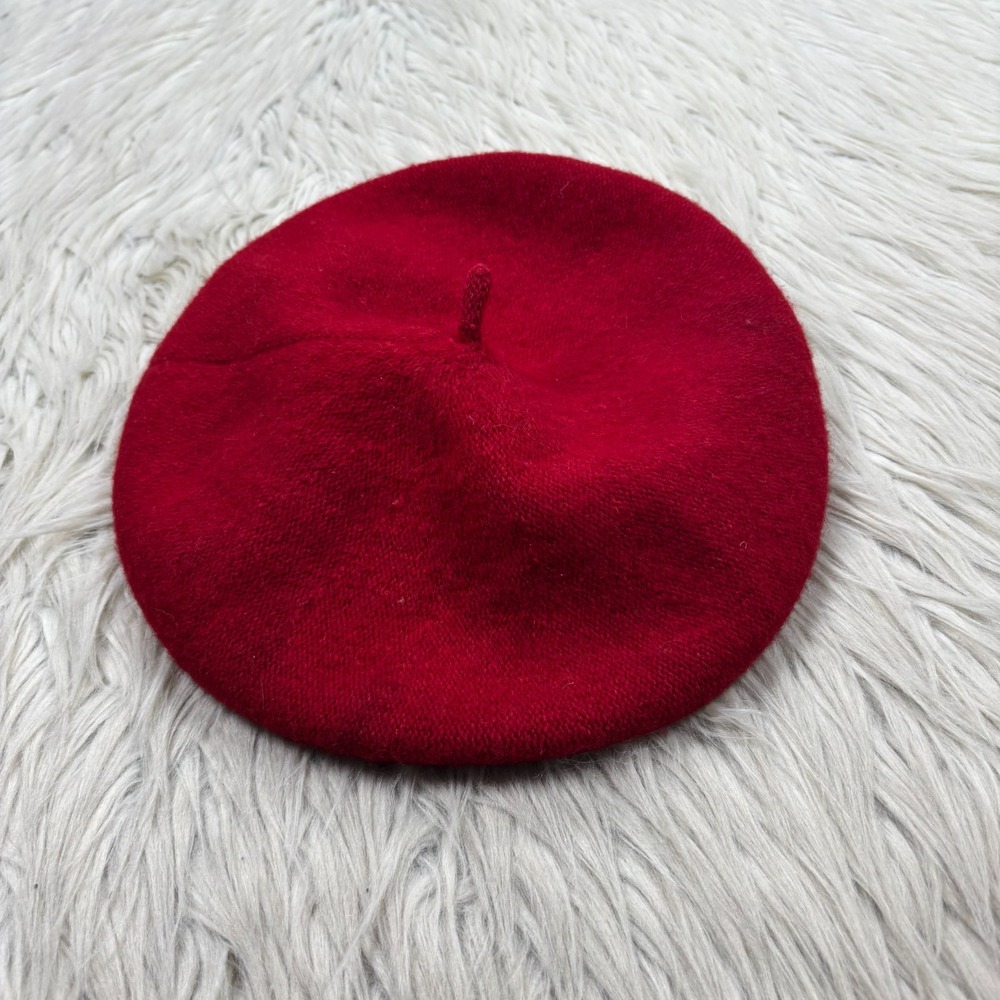 Vintage Unbranded Red Wool Beret Hat Boho Artsy